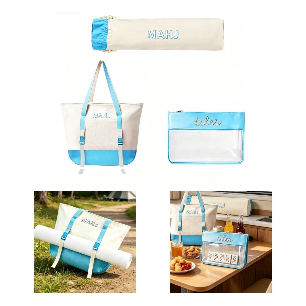 Tile Bag Drawstring - Zestaw akcesoriów do mahjongu: płócienna torba,
