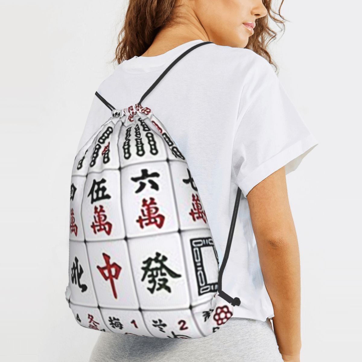 Plecak z wzorem płytek Mahjong – Tile Bag Drawstring recenzja i cena